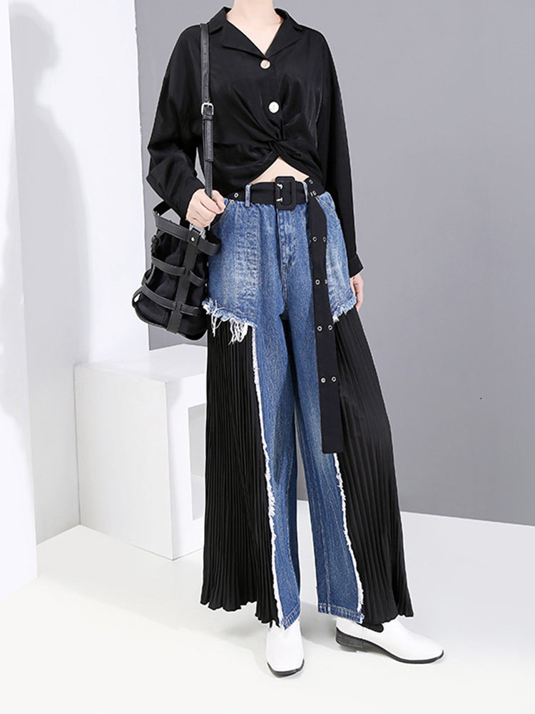 High waist wide denim pants (G1378)