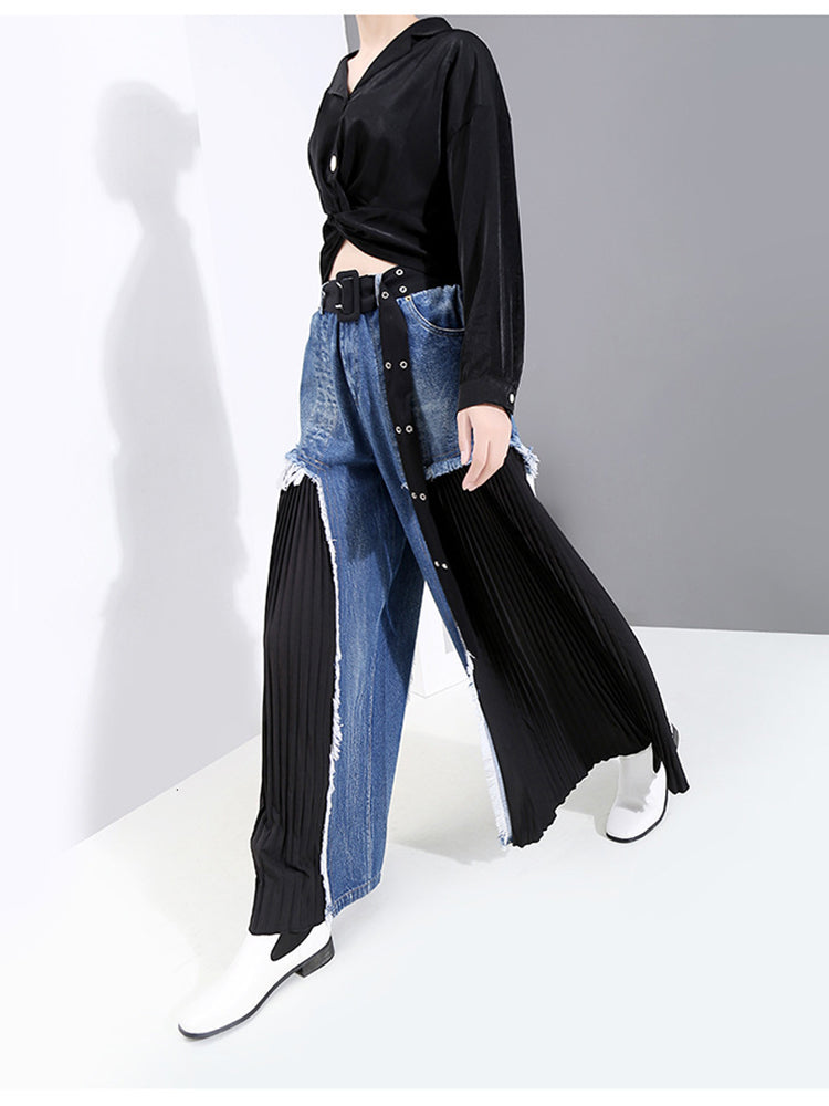 High waist wide denim pants (G1378)