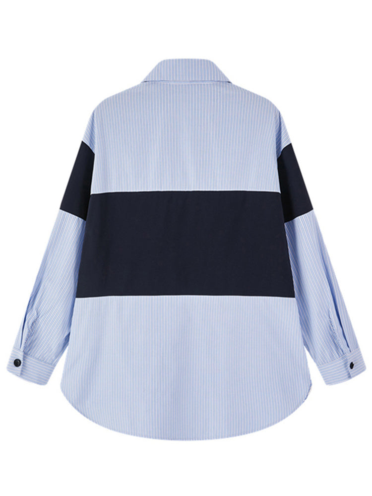 Stripe big pocket blouse(G1679)