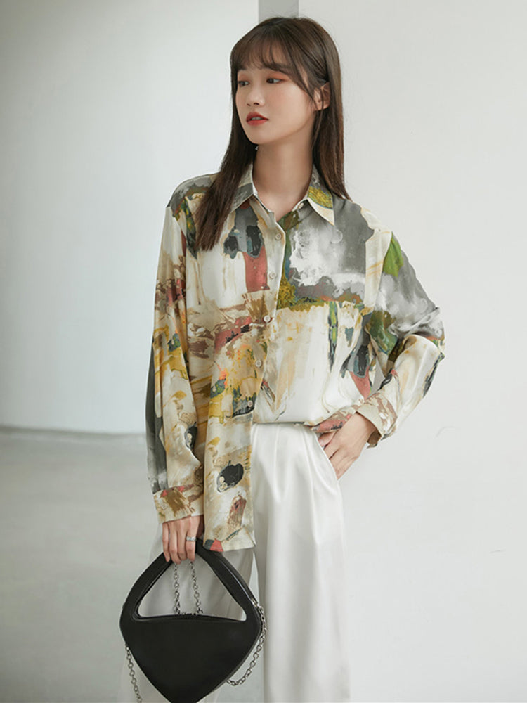 Vintage print blouse(G1691)