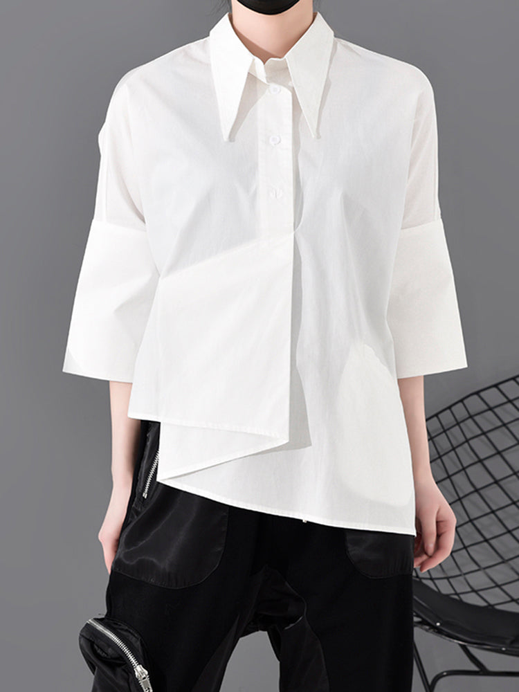 Asymmetry three-quarter length shirt(G1618)