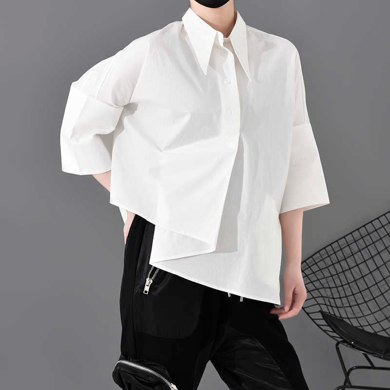 Asymmetry three-quarter length shirt(G1618)