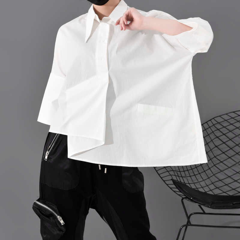 Asymmetry three-quarter length shirt(G1618)