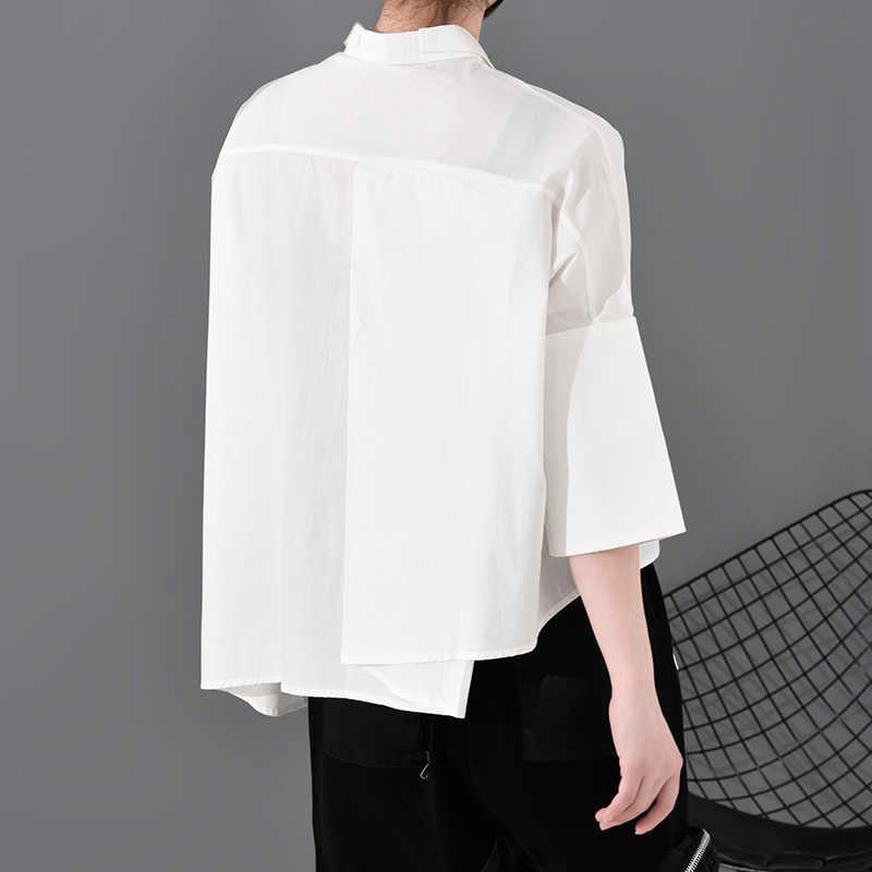 Asymmetry three-quarter length shirt(G1618)