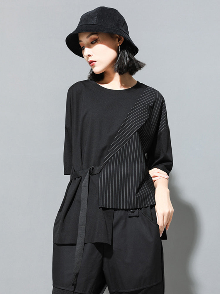 Asymmetry stripe shirt(G1645)