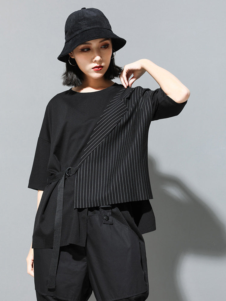 Asymmetry stripe shirt(G1645)