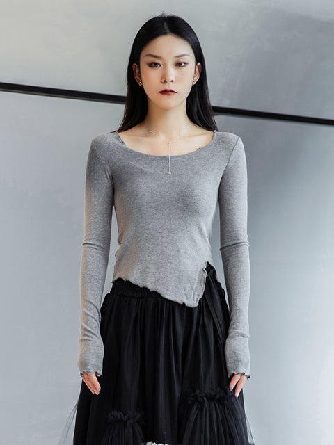 Asymmetry slit long sleeves (G1856)