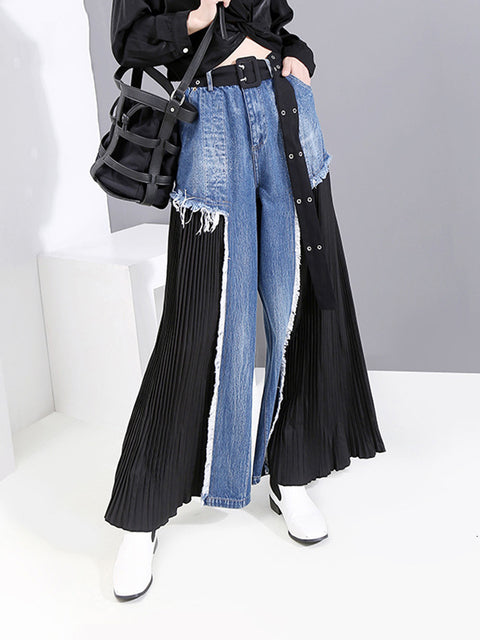 High waist wide denim pants (G1378)