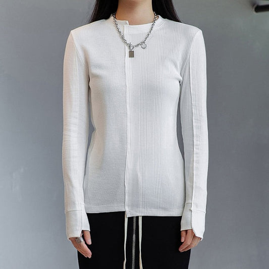 Asymmetry round neck T-shirt(G1804)