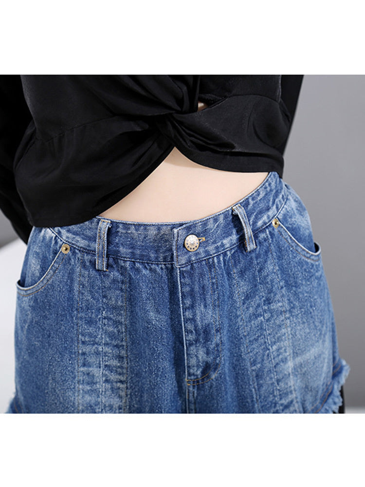 High waist wide denim pants (G1378)