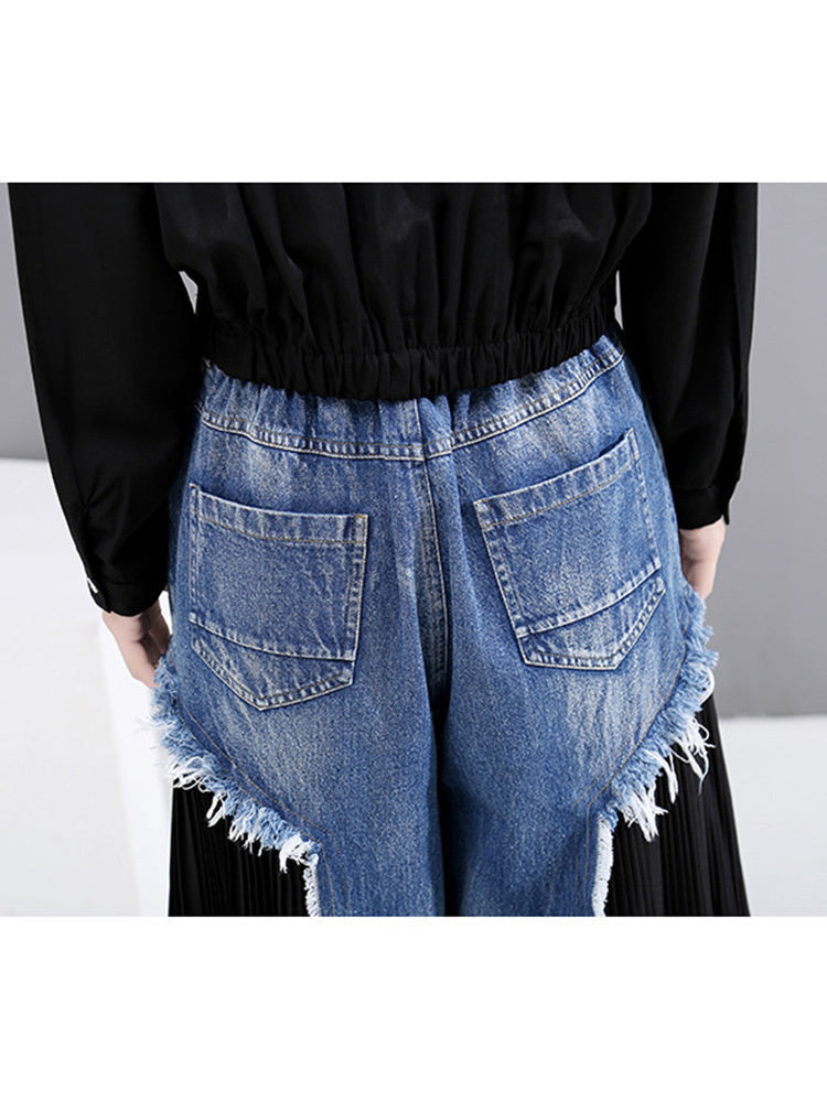 High waist wide denim pants (G1378)