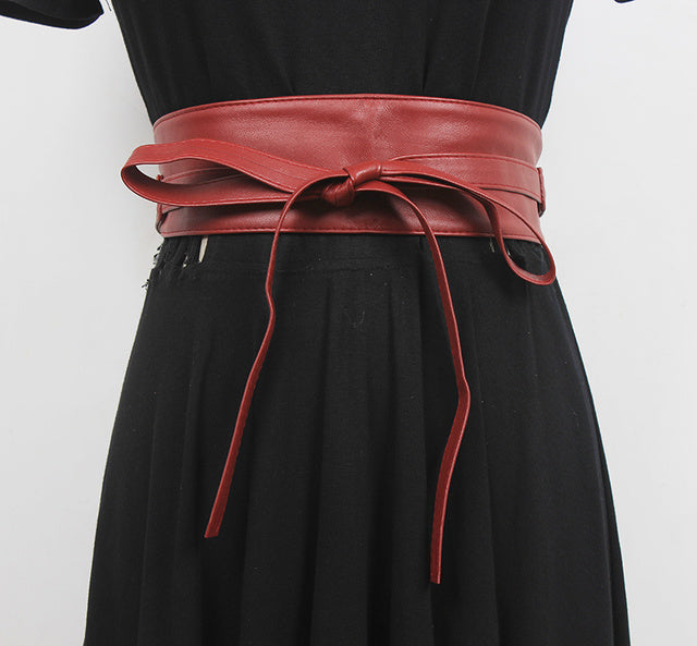 Leather Long Wide Belt(G2089)