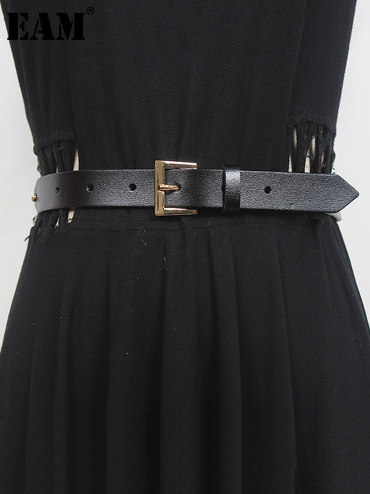 Leather chain long wide belt(G2090)