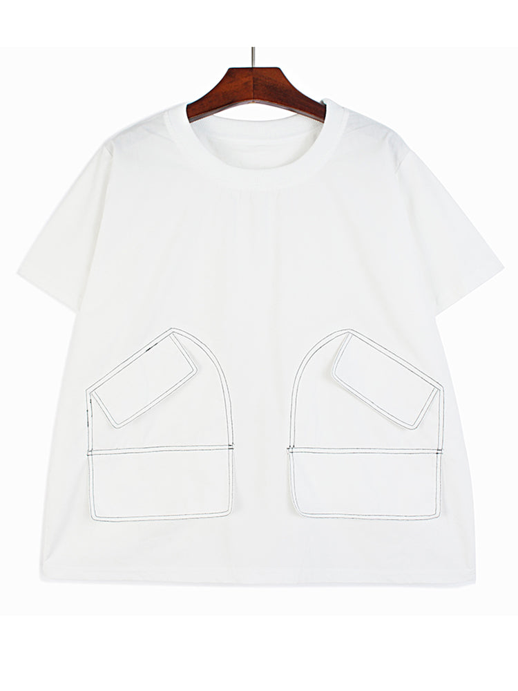 Stitched big size casual T-shirt(G2095)