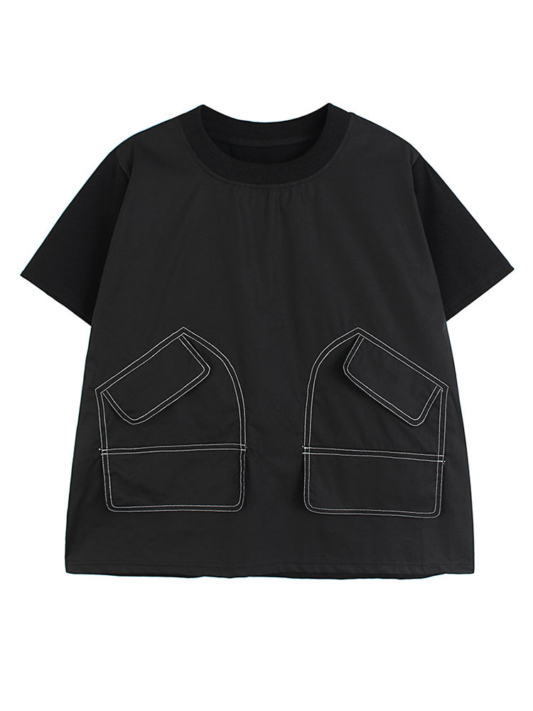 Stitched big size casual T-shirt(G2095)