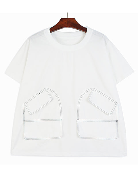 Stitched big size casual T-shirt(G2095)